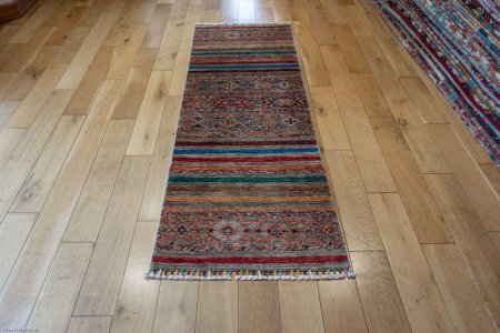 Hand-Knotted Khorjin Runner From Afghanistan