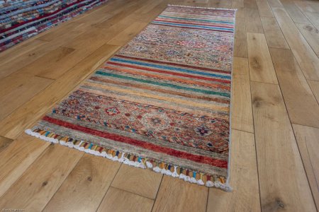 Hand-Knotted Khorjin Runner From Afghanistan