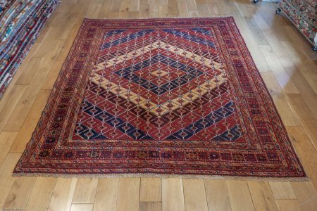 Hand-Knotted Fine Mushwani Rug From Afghanistan
