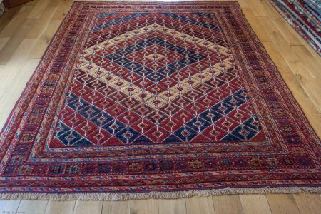 Hand-Knotted Fine Mushwani Rug From Afghanistan