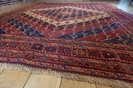 Hand-Knotted Fine Mushwani Rug From Afghanistan