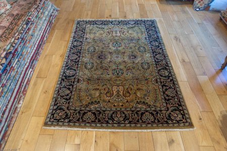 Hand-Knotted Mashad Palace Rug From India