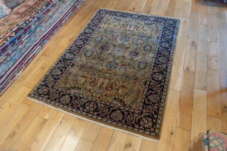 Hand-Knotted Mashad Palace Rug From India