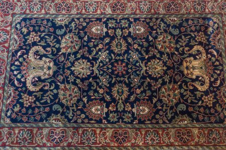 Hand-Knotted Mashad Palace Rug From India