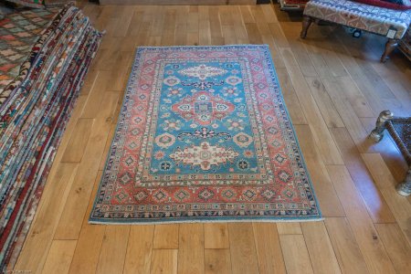 Hand-Knotted Kazak Yakash Rug From Afghanistan