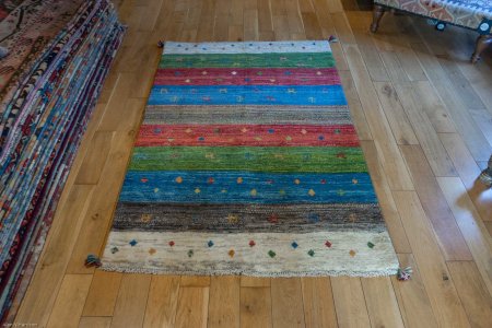 Hand-Knotted Gabbeh Rug From Iran (Persian)