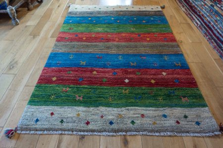 Hand-Knotted Gabbeh Rug From Iran (Persian)