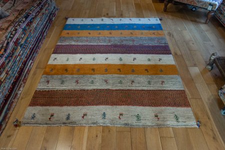 Hand-Knotted Gabbeh Rug From Iran (Persian)