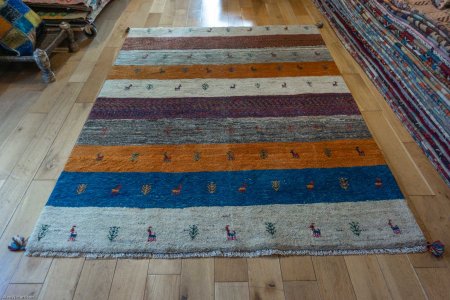 Hand-Knotted Gabbeh Rug From Iran (Persian)