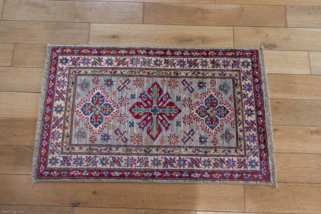 Hand-Knotted Kazak Rug From Afghanistan