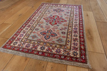 Hand-Knotted Kazak Rug From Afghanistan