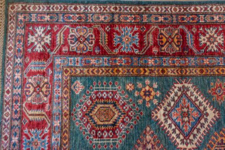 Hand-Knotted Kazak Rug From Afghanistan