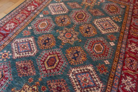 Hand-Knotted Kazak Rug From Afghanistan