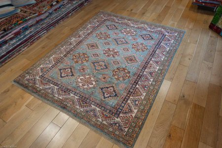 Hand-Knotted Kazak Rug From Afghanistan