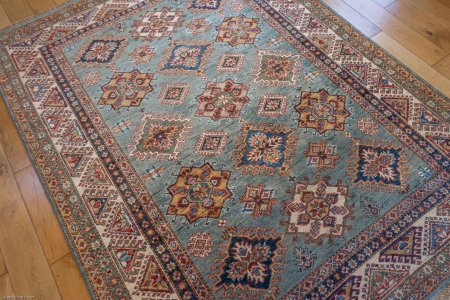 Hand-Knotted Kazak Rug From Afghanistan