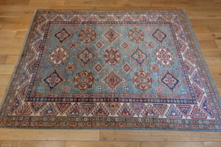 Hand-Knotted Kazak Rug From Afghanistan