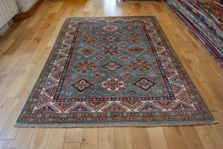 Hand-Knotted Kazak Rug From Afghanistan