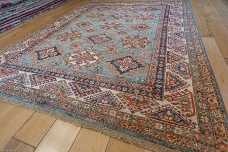 Hand-Knotted Kazak Rug From Afghanistan