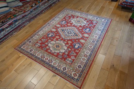 Hand-Knotted Kazak Rug From Afghanistan