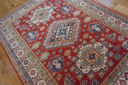 Hand-Knotted Kazak Rug From Afghanistan