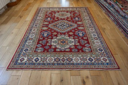 Hand-Knotted Kazak Rug From Afghanistan