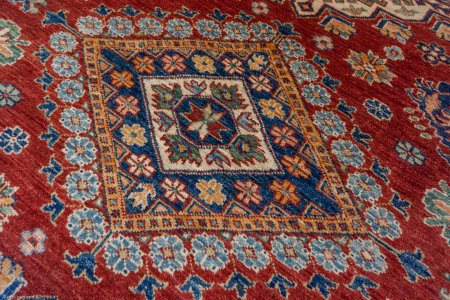 Hand-Knotted Kazak Rug From Afghanistan