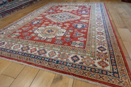 Hand-Knotted Kazak Rug From Afghanistan