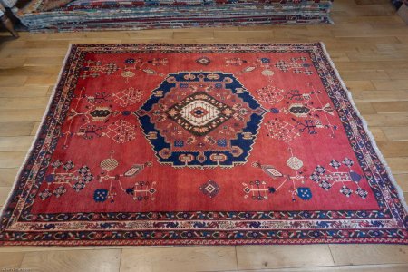 Hand-Knotted Sirjand Rug From Iran (Persian)