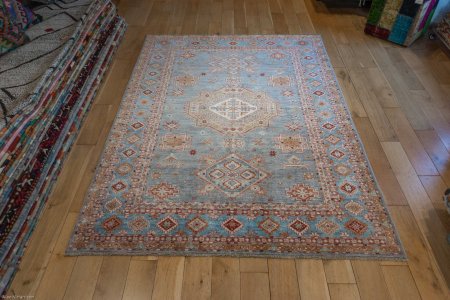 Hand-Knotted Kazak Rug From Afghanistan