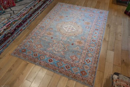 Hand-Knotted Kazak Rug From Afghanistan