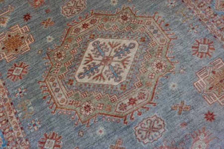 Hand-Knotted Kazak Rug From Afghanistan