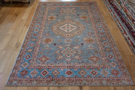 Hand-Knotted Kazak Rug From Afghanistan