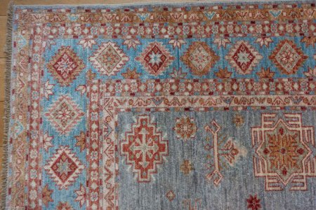 Hand-Knotted Kazak Rug From Afghanistan