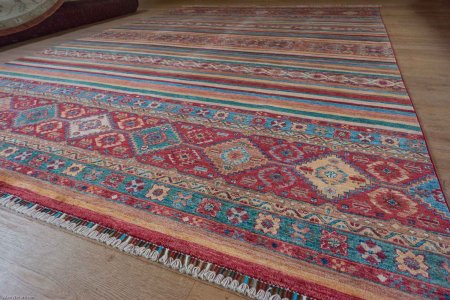 Hand-Knotted Khorjin Rug From Afghanistan