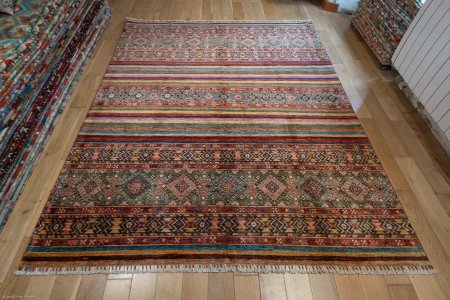 Hand-Knotted Khorjin Rug From Afghanistan
