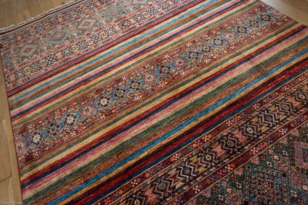 Hand-Knotted Khorjin Rug From Afghanistan