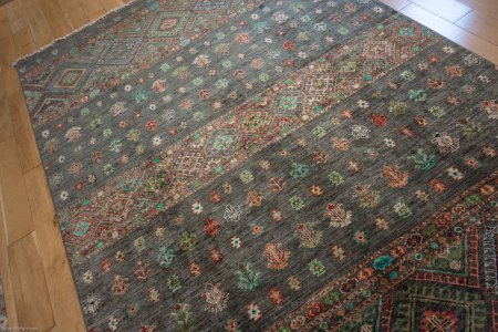 Hand-Knotted Khorjin Rug From Afghanistan