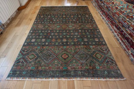 Hand-Knotted Khorjin Rug From Afghanistan