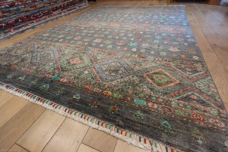 Hand-Knotted Khorjin Rug From Afghanistan