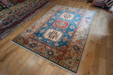 Hand-Knotted Kazak Rug From Afghanistan