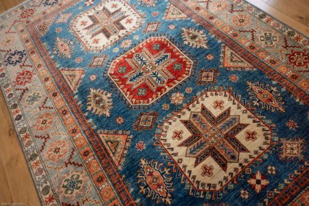 Hand-Knotted Kazak Rug From Afghanistan