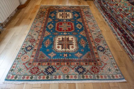 Hand-Knotted Kazak Rug From Afghanistan