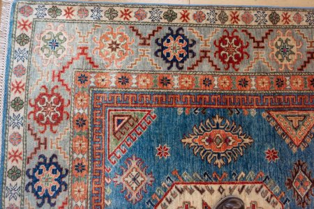 Hand-Knotted Kazak Rug From Afghanistan