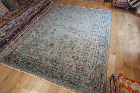 Hand-Knotted Khorjin Rug From Afghanistan