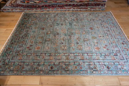 Hand-Knotted Khorjin Rug From Afghanistan