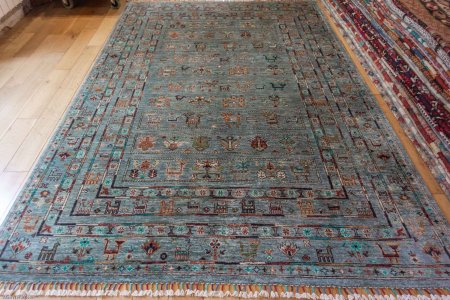 Hand-Knotted Khorjin Rug From Afghanistan