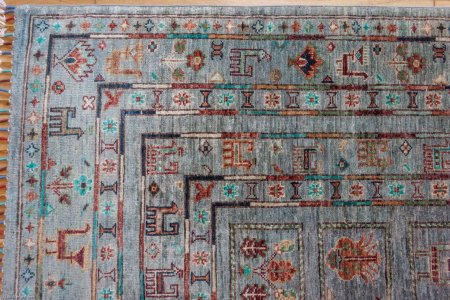 Hand-Knotted Khorjin Rug From Afghanistan