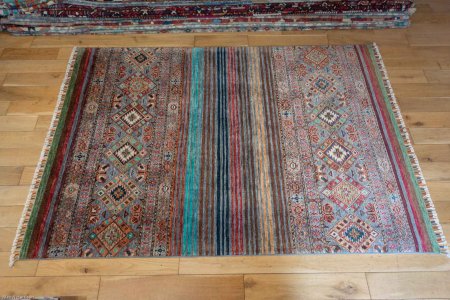 Hand-Knotted Khorjin Rug From Afghanistan