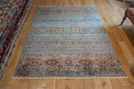 Hand-Knotted Khorjin Rug From Afghanistan