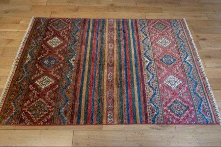 Hand-Knotted Khorjin Rug From Afghanistan